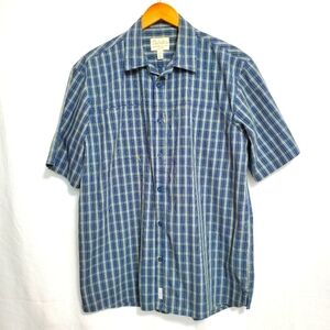 Cabela's Mens Blue Plaid Short Sleeve Button Down Shirt Large